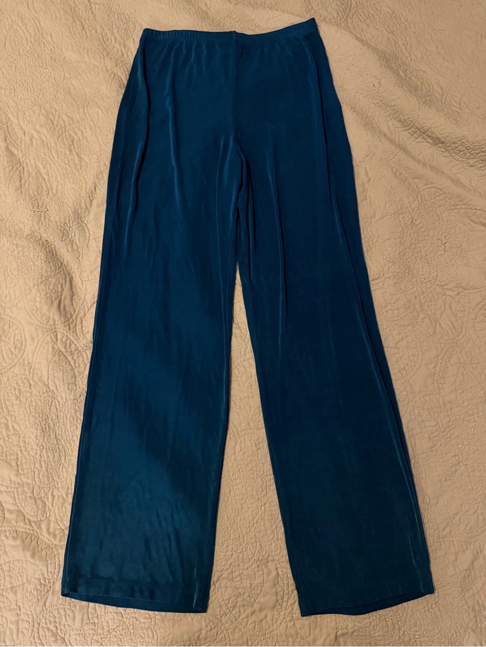 Wide Leg Pull-On Pants - Deep Teal- “slinky knit” vintage